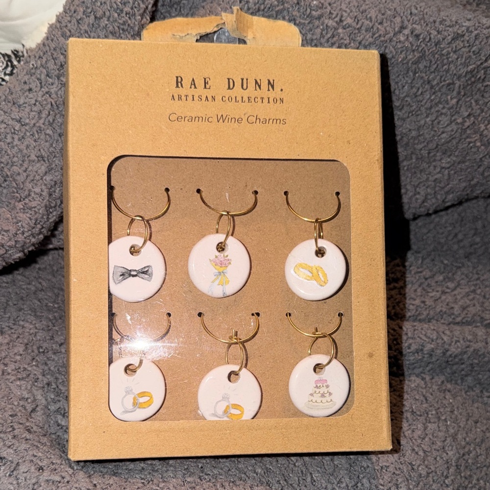 Rae Dunn Artisan Collection Ceramic Wine Charms Wedding Themed